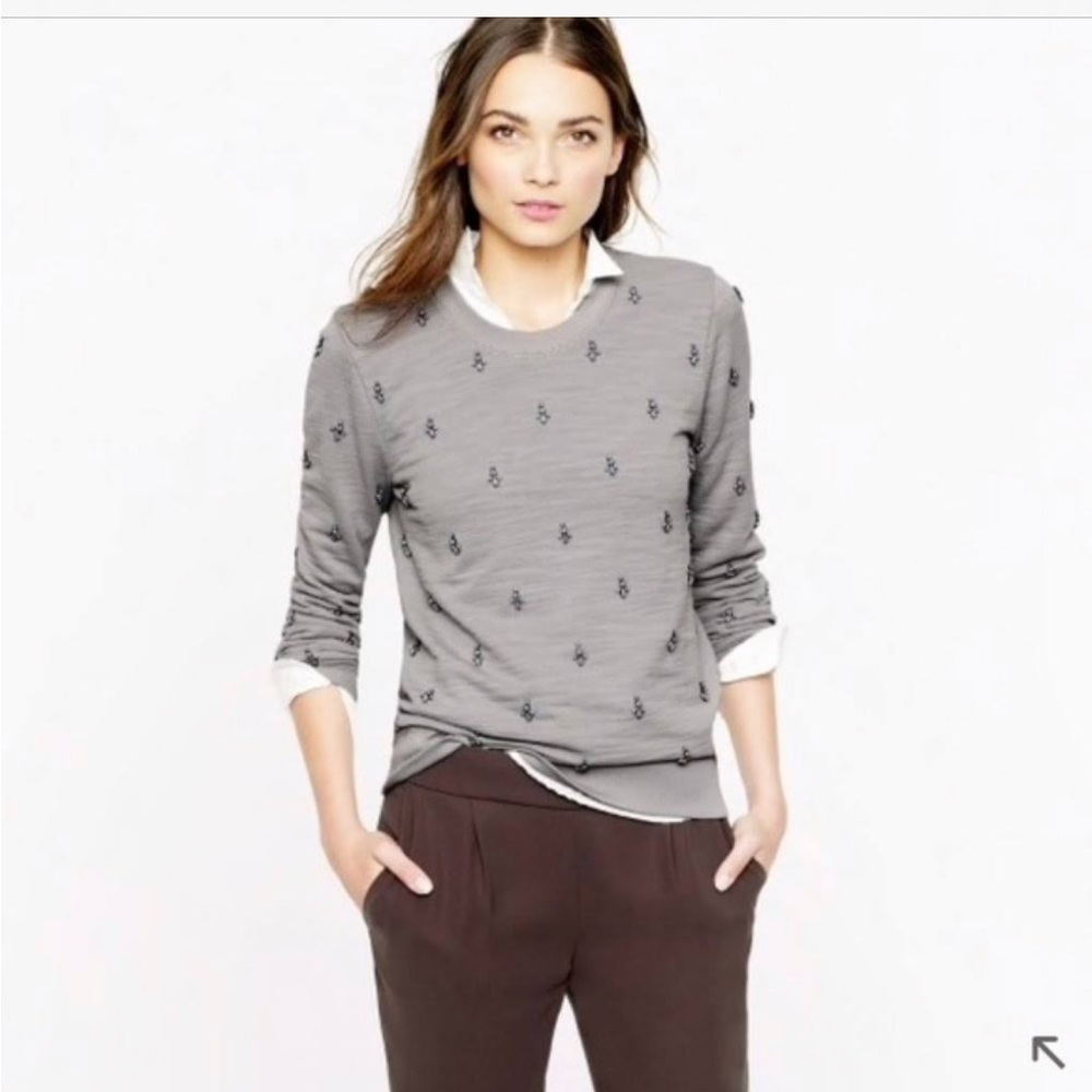 J.Crew jeweled sweatshirt, size extra small, gray